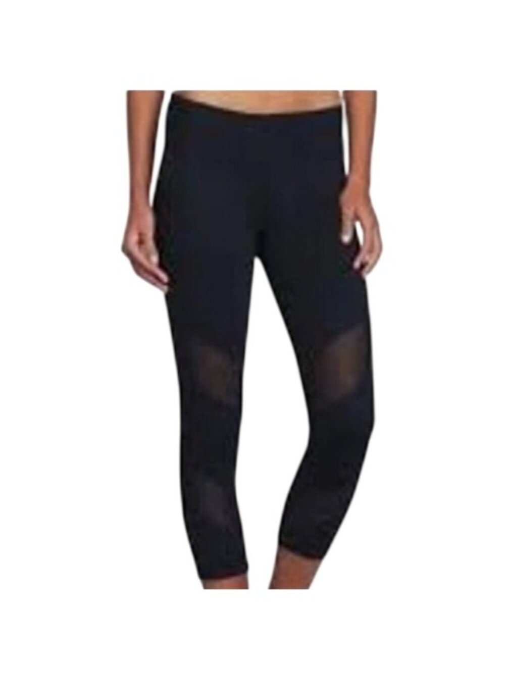 Fabletics Leggings Full Length Black Sheer Mesh Stripes UPF 50+ PowerHold XS
